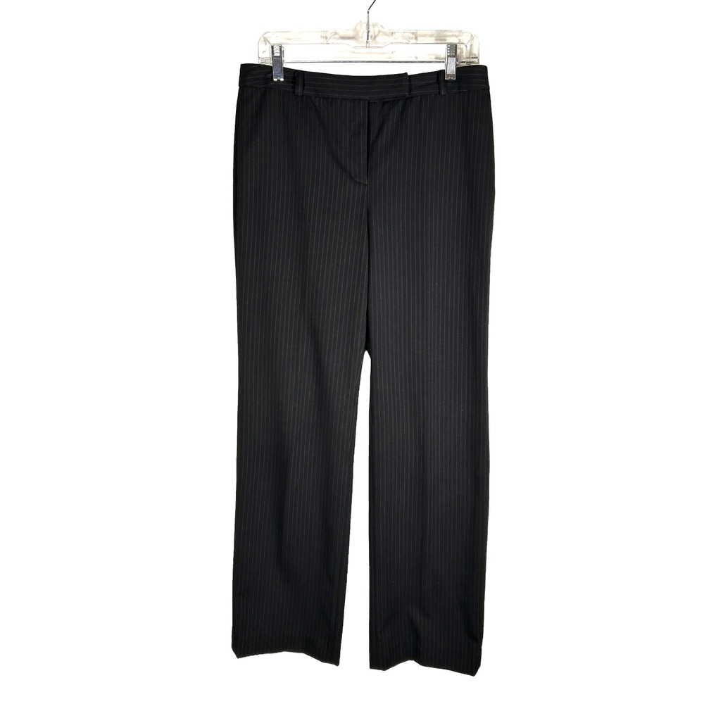 Charter Club Slim It Up Black Pinstripe Straight Leg Dress Pants Womens 6